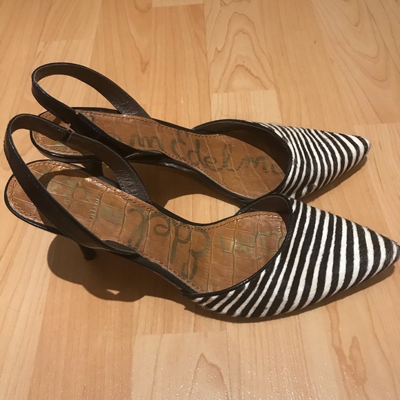 EUC Sam Edelman zebra fur strap heels size 8 - Picture 5 of 10